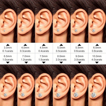 Moissanite Stud Earrings 925 Sterling Silver D Color VVS1 Round Cut 1-4 Carat – Brilliant Fine Jewelry for Women & Men, Perfect Gift for Anniversary, Wedding, Christmas & Birthday