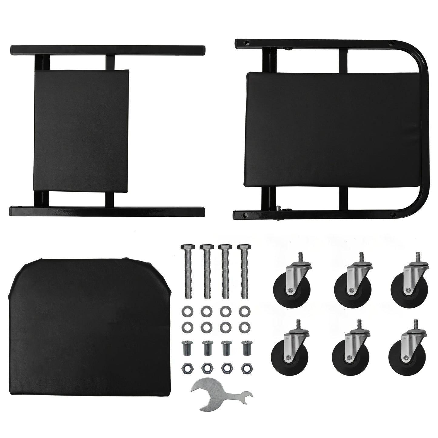 Foldable 2-in-1 Mechanic Creeper & Rolling Seat 300LB | 36 Inch Z-Crawler with 6 Swivel Wheels, Adjustable Headrest, Folding Car Repair Creeper for Garage Workshop – Black & Red