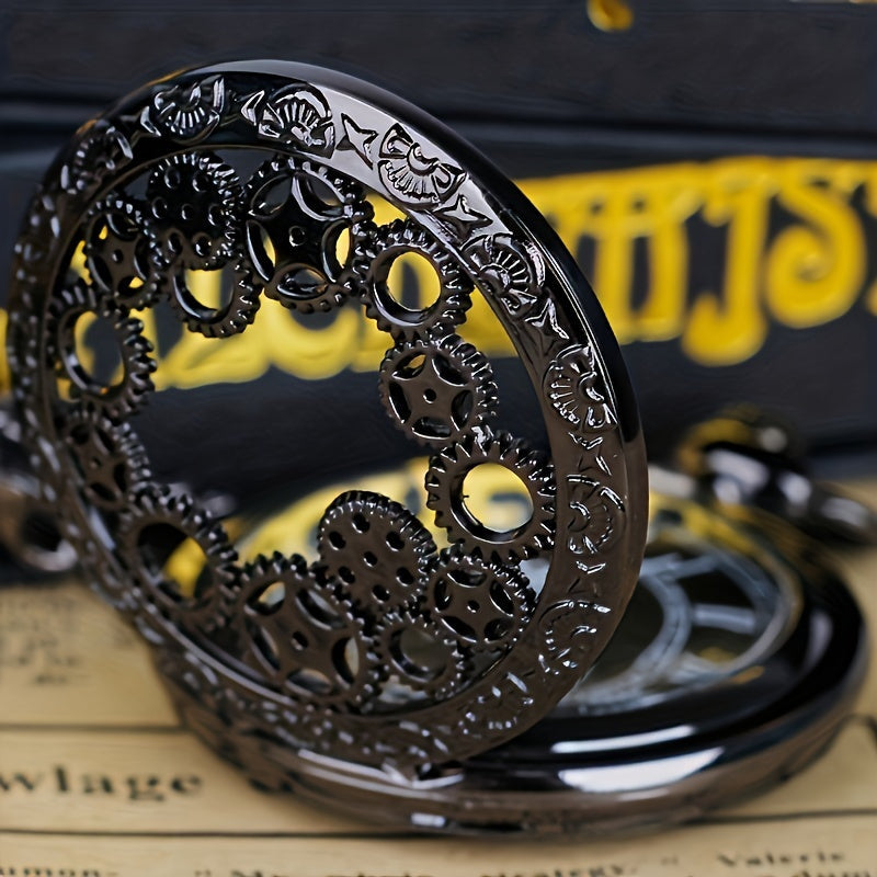 Steampunk Quartz Pocket Watch Necklace for Women Men – Vintage Hollow Gear Analog Pendant Chain Watch Sweater Necklace Unisex Retro Jewelry Christmas Gift
