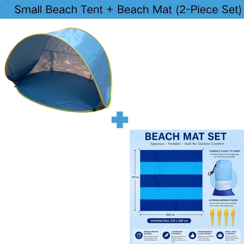 Pop Up Beach Sun Shade Tent Portable – Quick Setup UV Protection Sun Shelter Lightweight Under 50g/m² for Beach Hiking Camping Family Outdoor Travel Sun Umbrella Canopy