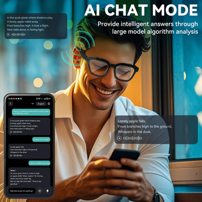 4K AI Smart Glasses with Camera – Real-Time Translation, Object Recognition, Open-Ear Audio, Touch Control, 8-Hour Battery, USB-C Charging, Ultra-Light for Outdoor, Work & Travel