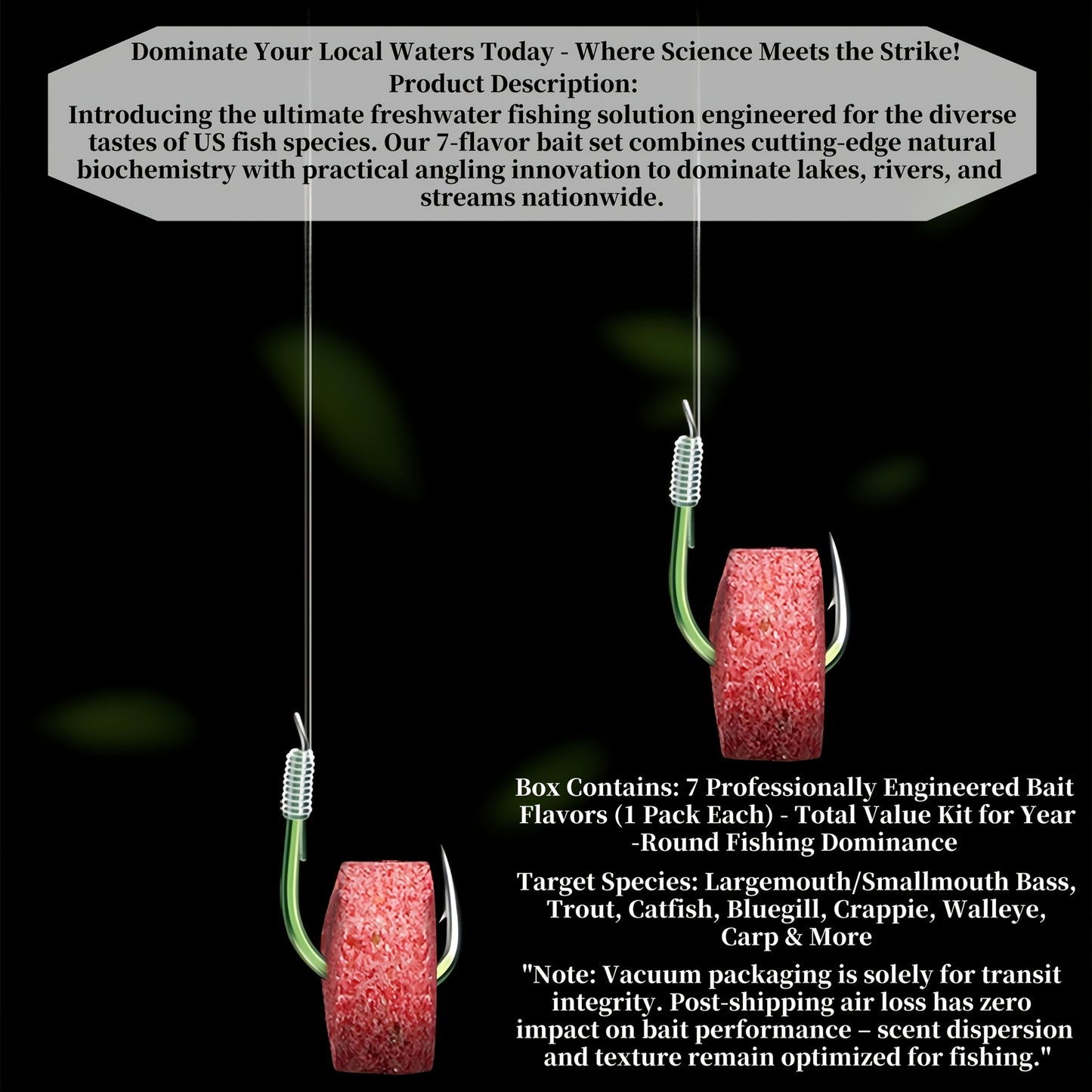 Red Worm Pellets Fishing Bait 7 Packs - Carp Bait Catfish Bait Hollow Freshwater Fish Lure for Pond Lake River Fishing