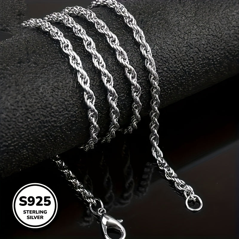 925 Sterling Silver Twisted Rope Chain Necklace for Women – Hip Hop Shiny Basic Chain Choker Layering Necklace 16 18 20 22 24 Inch Elegant Jewelry Gift