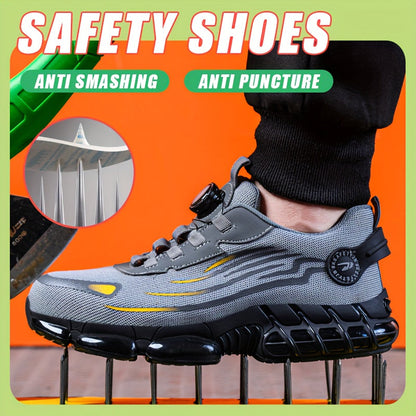 Steel Toe Work Shoes for Men Slip Resistant Safety Boots Breathable Composite Toe Sneakers Abrasion Resistant Construction Work Boots Black Dark Gray US 6-11