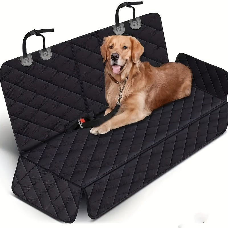 60/40 Split Bench Car Seat Cover for Cars Trucks SUVs – Waterproof Back Seat Protector for Pets & Kids, Easy Clean 100% Polyester, Universal Fit, Black