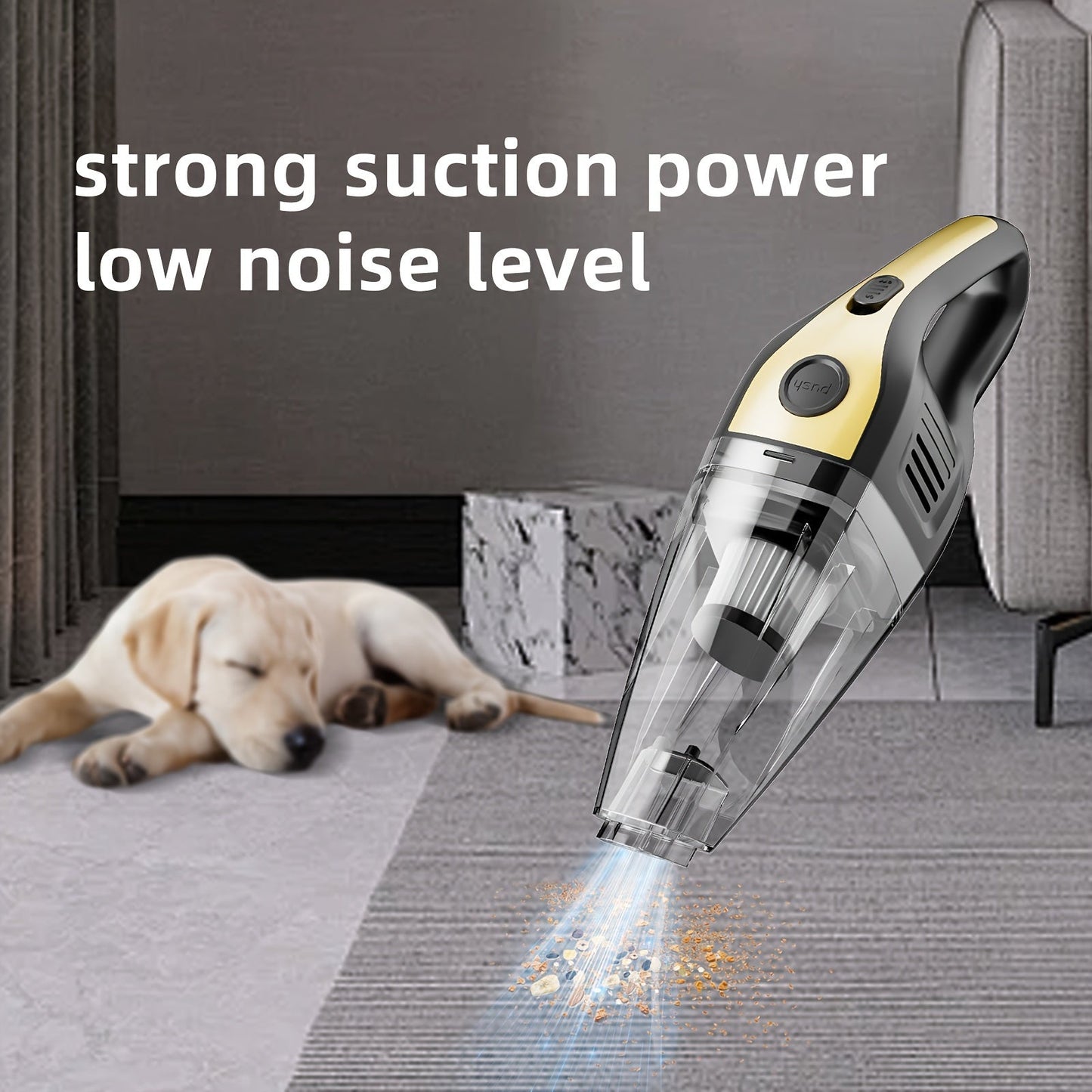 Cordless Rechargeable Handheld Vacuum Cleaner – 6KPa Strong Suction, Quiet 40dB, Portable Mini Vacuum for Pet Hair, Car, Keyboard, Office & Home Cleaning with Crevice Tool