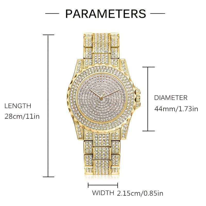 Luxury Rhinestone Quartz Watch for Women – Stainless Steel Strap Sparkle Dial, Elegant Glamorous Wristwatch for Ladies, Perfect Gift for Her on Birthday, Anniversary & Valentine's Day