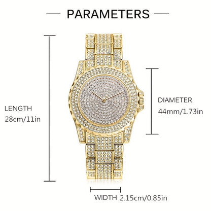 Luxury Rhinestone Quartz Watch for Women – Stainless Steel Strap Sparkle Dial, Elegant Glamorous Wristwatch for Ladies, Perfect Gift for Her on Birthday, Anniversary & Valentine's Day