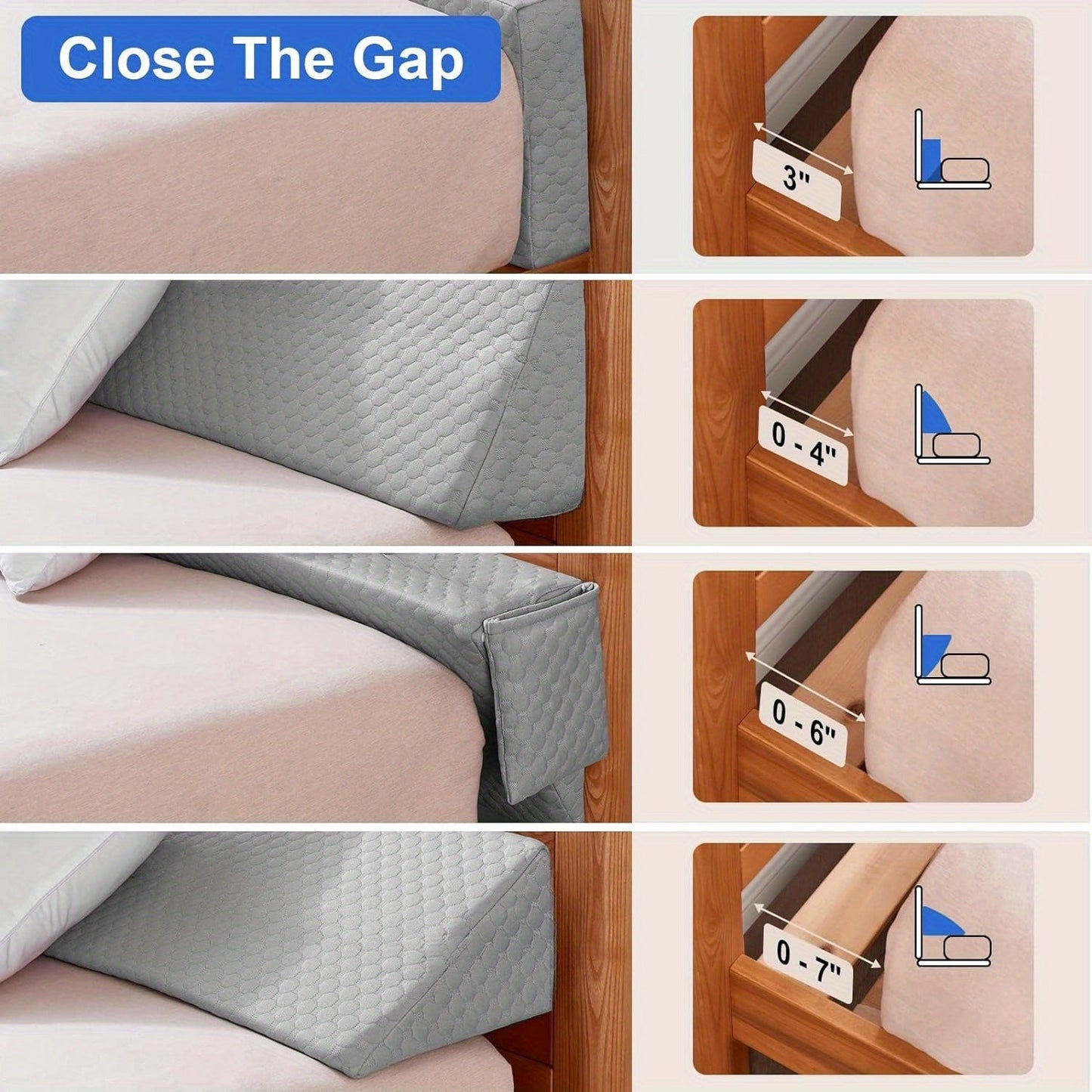 Bed Wedge Pillow Mattress Gap Filler – Headboard Gap Filler for Bed, Close the Gap Between Mattress and Headboard or Wall, Wedge Bolster Pillow for Sleeping Support Backrest Cushion, Small Twin Full Queen King