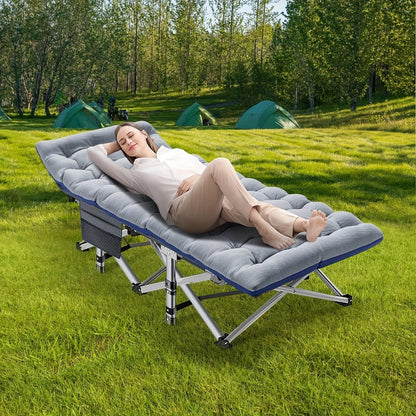 75" Heavy Duty Folding Camping Cot - Portable Folding Guest Bed with Carry Bag & Optional Mattress, Extra Long Sleeping Cot for Adults, Camping, Hiking, Hunting, Home Guest Room, Emergency Use