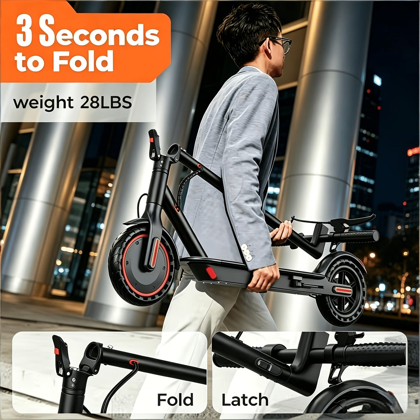 Foldable Electric Scooter for Adults 350W Motor 21-Mile Range App-Enabled 8.5 Inch Tires 3-Speed Modes LED Display Rear Brake Portable Urban Commuter E-Scooter Black