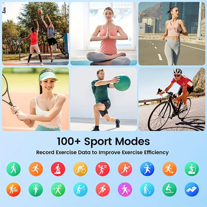 Smartwatch 1.83 Inch HD Screen Bluetooth Call Music Playback Sleep Monitor Step Calorie Fitness Tracker Sports Watch 3 Colors Gift