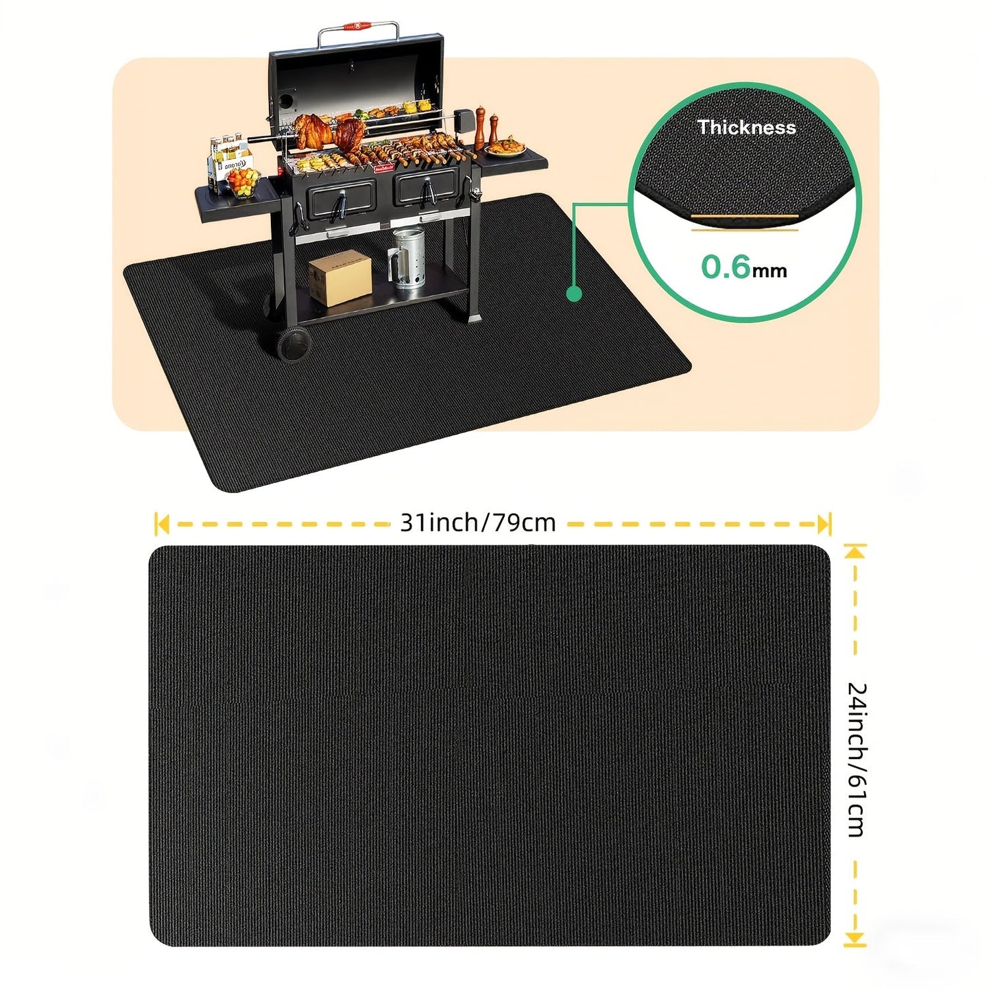 BBQ Grill Mat & Fire Pit Pad – Double-Sided Fireproof Heat-Resistant Deck Protector, Waterproof & Oil-Proof, Easy to Clean, 7 Sizes for Outdoor Grills, Fireplaces, Fire Pits & Smokers