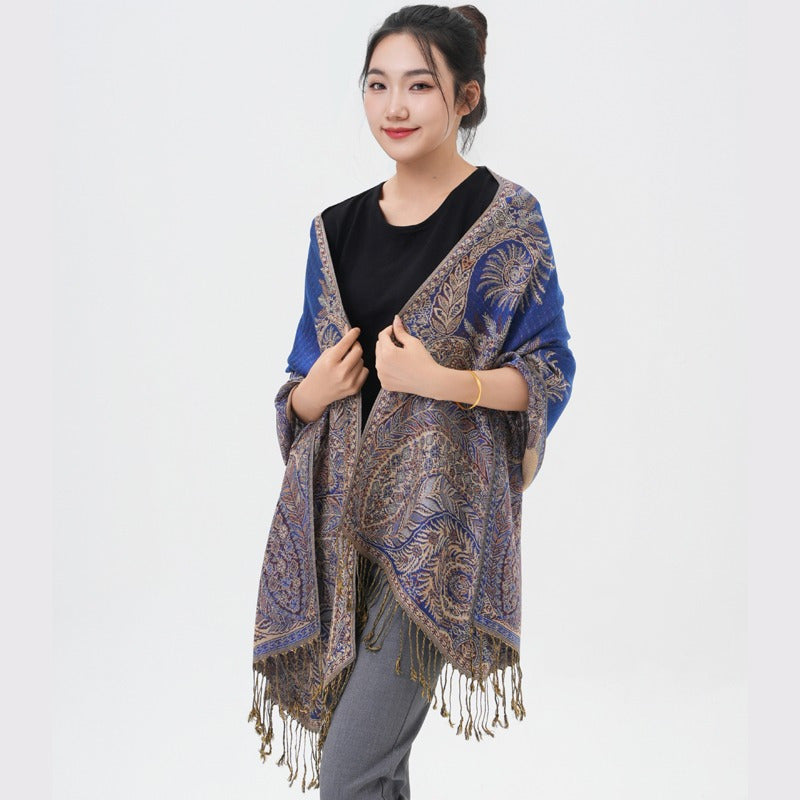 Phoenix Tail Paisley Pashmina Scarf – Thick Warm Wrap Shawl for Women, Luxurious Soft Fabric in 17 Vibrant Colors, Versatile for Formal Events, Everyday Wear & Gifting