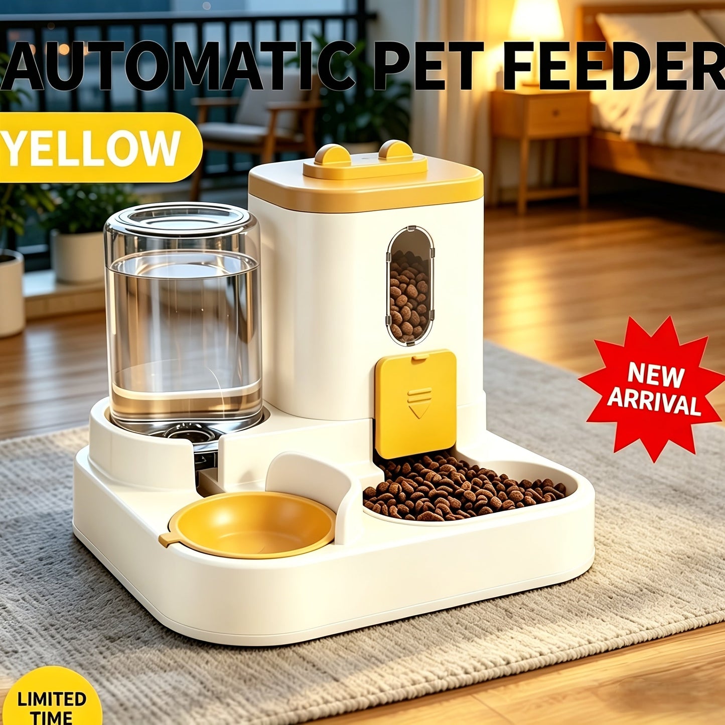 2-in-1 Gravity Pet Feeder for Cats & Dogs – Non-Electric Automatic Food & Water Dispenser, Space-Saving, Easy to Clean, Ideal for Multi-Pet Homes