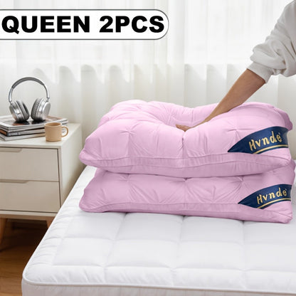 2 Pack Luxury Hotel Quality Bed Pillows Cooling Deep Sleep Neck Support Non-Collapse Hypoallergenic Polyester Fill for All Seasons Queen King Size in White Gray Pink Soft Texture Sleeping Pillow Gift