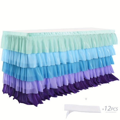 6ft Tulle Tutu Table Skirt – Chiffon Ruffle Table Skirting for Birthday Party, Wedding, Bridal Shower, Girls Party & Holiday Decor – Easy Hook & Loop Install, 12 Colors (72"L x 30"H)