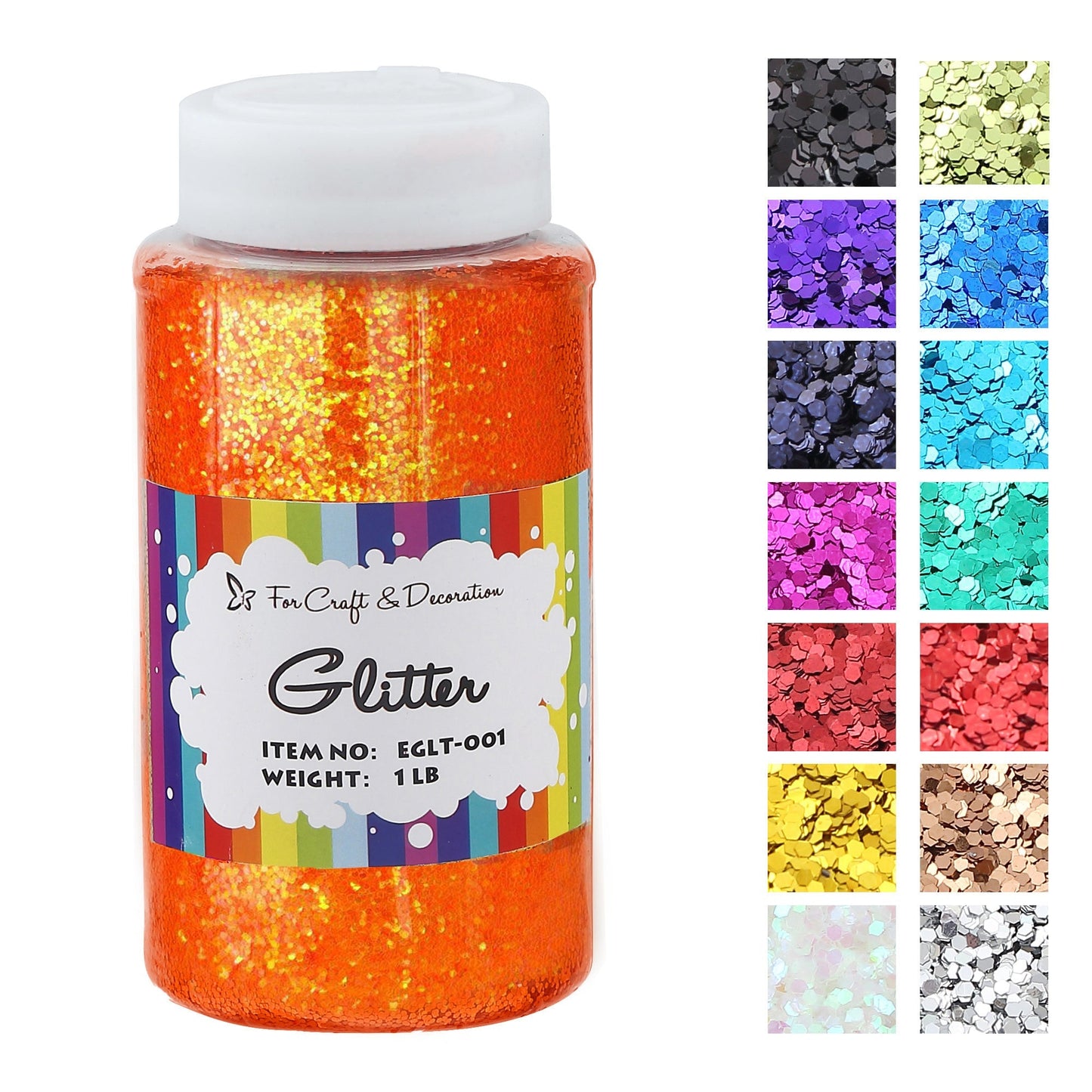 1lb Craft Glitter Powder in 19 Colors – Fine, Ultra Fine & Chunky Glitter with Shaker Top for Tumblers, Resin, Scrapbooking & DIY Crafts, Bulk Glitter for Kids & Adults