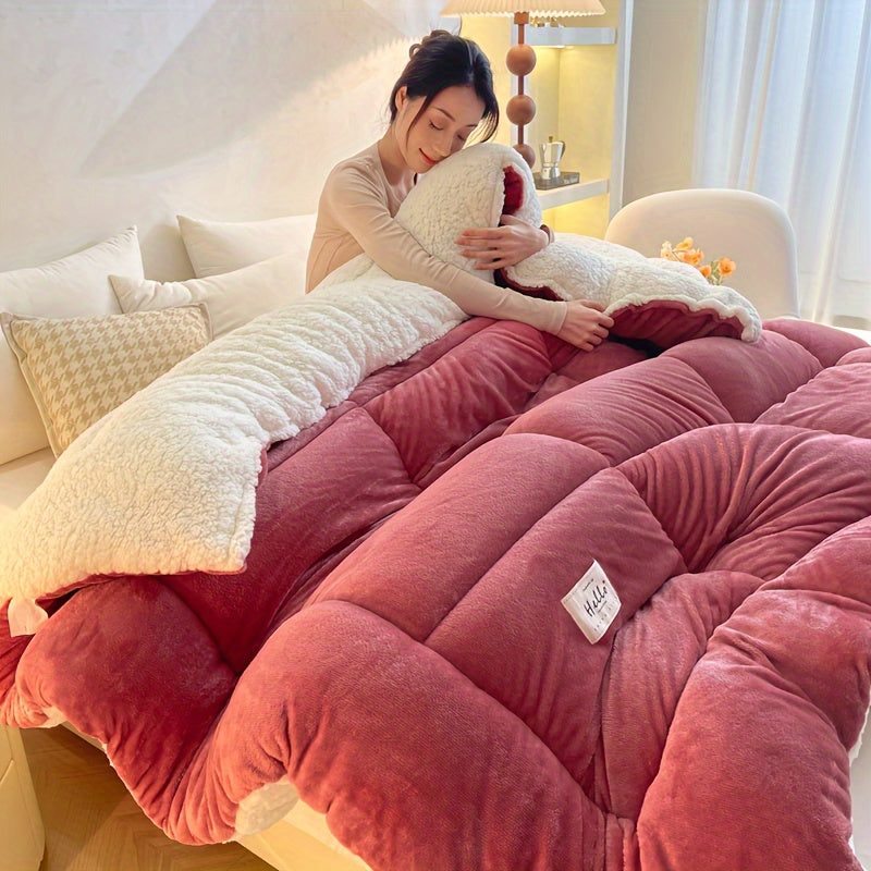 All Season Comforter Thick Soft Quilted Box Stitch | Ultra Breathable Machine Washable Down Alternative Duvet | Twin Full Queen King | Autumn Winter Spring Bedding | Rouge Black Grey Blue Green