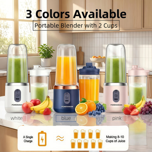 Portable Personal Blender Juicer 1500mAh USB Rechargeable – Food Grade ABS Double Cup Fruit & Vegetable Smoothie Maker, Multifunctional Mini Juicer for Home, Travel & Gym, Gift Box Included