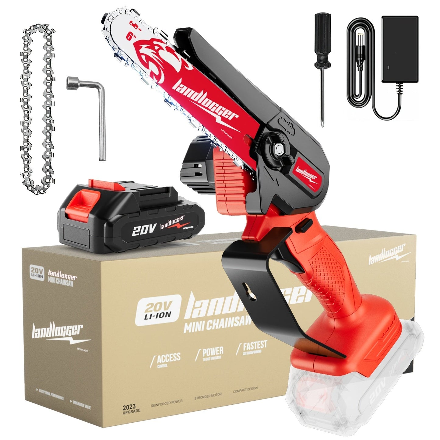 Mini Chainsaw Cordless 6 Inch Battery Powered Electric Chainsaw with Safety Guard Adjustable Chain Ergonomic Grip for Tree Trimming Branch Cutting Yard Work - Gift for DIY Home Garden Outdoor