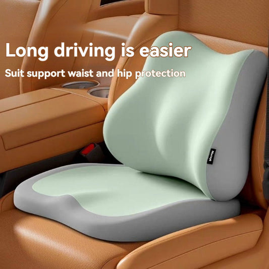 Memory Foam Seat Cushion & Lumbar Support Set – Ergonomic 2-Piece Comfort Pad for Office Chair, Car Seat & Wheelchair, Relieves Back Pain & Tailbone Pressure, Multiple Colors