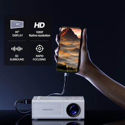 Mini Portable Projector 1080P Full HD Home Theater Outdoor Movie Projector – Phone Screen Mirroring iOS Android TV Stick USB HDMI Laptop Compatible
