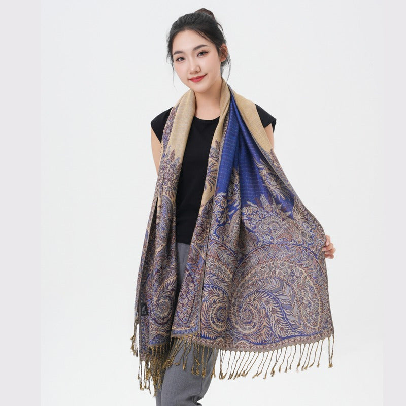 Phoenix Tail Paisley Pashmina Scarf – Thick Warm Wrap Shawl for Women, Luxurious Soft Fabric in 17 Vibrant Colors, Versatile for Formal Events, Everyday Wear & Gifting