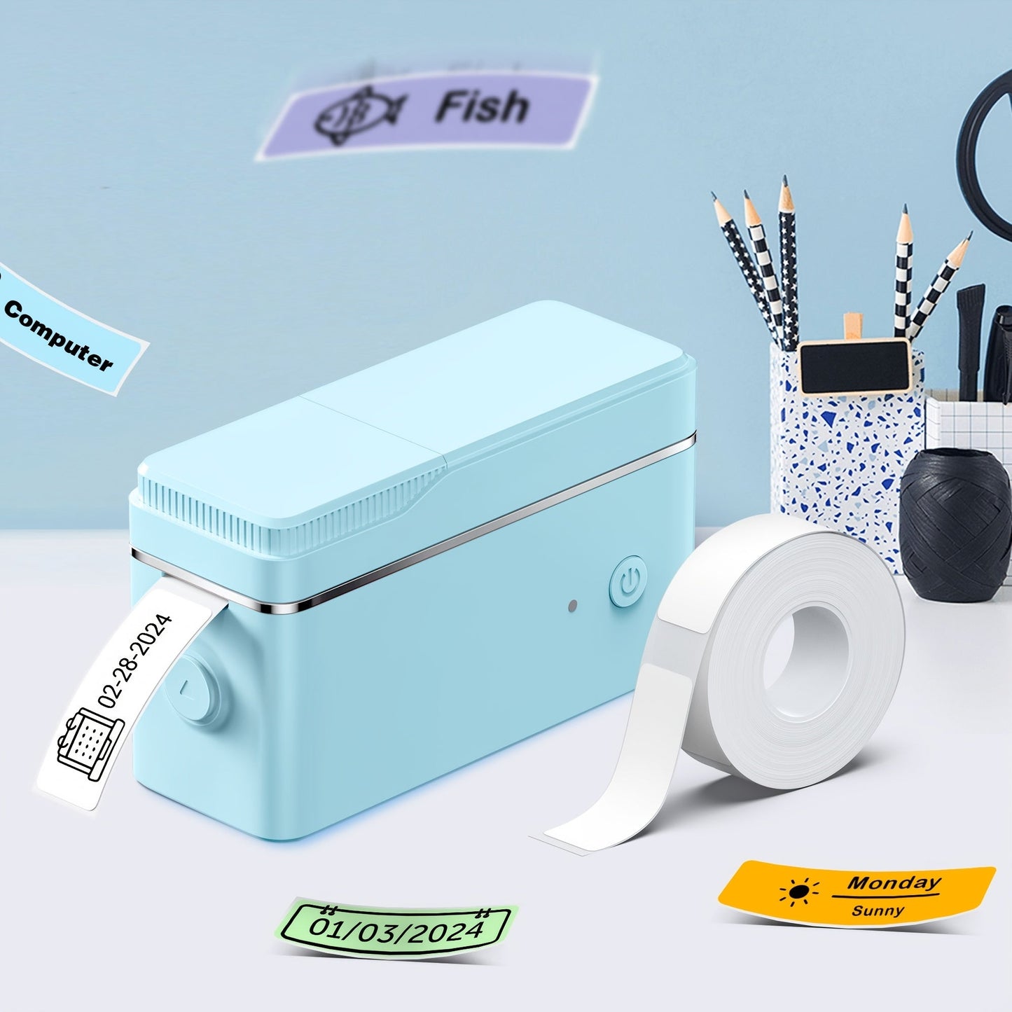 P31S Mini Label Maker Machine with Tape – Bluetooth Thermal Printer Inkless, App Templates, Barcode QR Code, Home Office School Organization (White/Pink/Green)