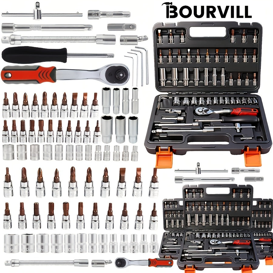 52-Piece Professional Tool Set - Chrome Vanadium Steel, Portable Toolbox for Home & Car Repair, Multi-Function DIY Hand Tool Kit for Enthusiasts & Professionals, Great Gift for Men