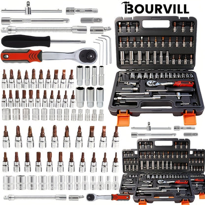 52-Piece Professional Tool Set - Chrome Vanadium Steel, Portable Toolbox for Home & Car Repair, Multi-Function DIY Hand Tool Kit for Enthusiasts & Professionals, Great Gift for Men