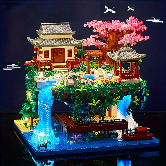 3320 Piece Micro Building Blocks Bonsai Tree Set Chinese Architecture Peach Blossom Cherry Blossom Collectible Model Kit for Adults Teens Home Decor Display Gift