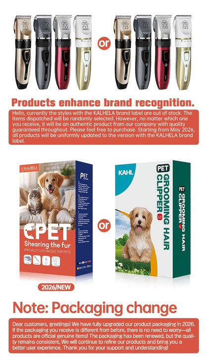USB Rechargeable Pet Grooming Clippers Kit for Dogs & Cats – Ceramic Blades, Low Noise, Cordless Electric Clipper Set with Brush & Comb
