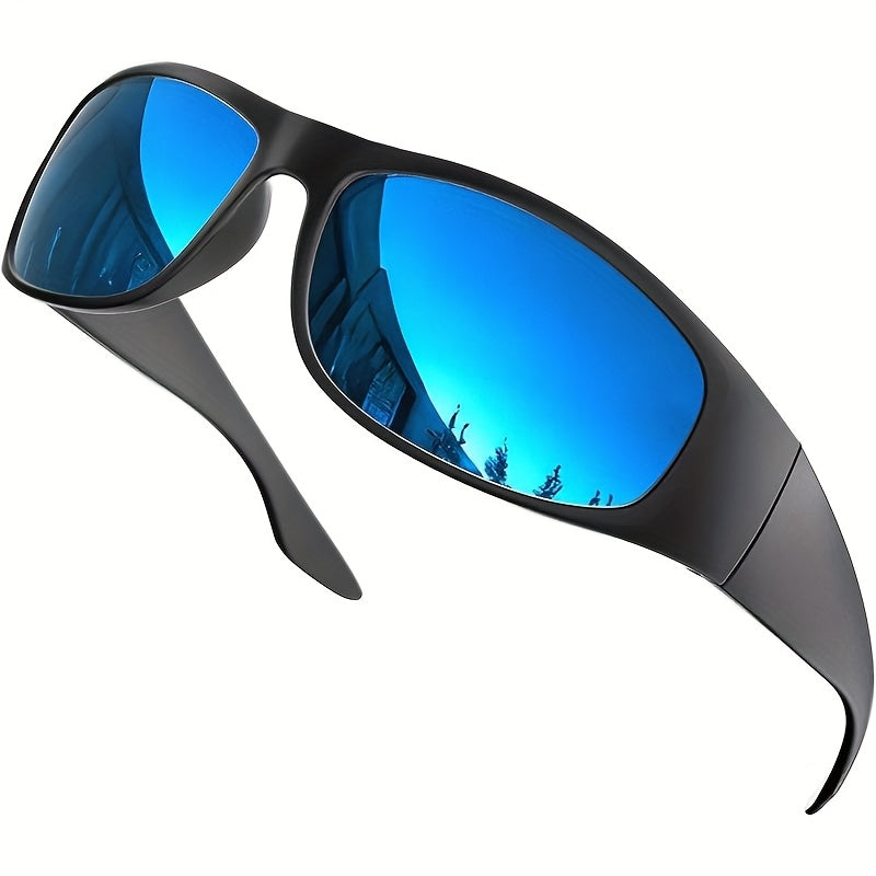 Super Dark Polarized Wrap Around Sunglasses for Men & Women – UV400 Protection, Lightweight Sport Eyewear, Glossy & Matte Frame, Black Blue Yellow Lens, Driving Cycling Fishing Hiking Outdoor