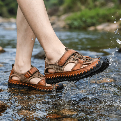 Men's Closed Toe Fisherman Sandals – Handmade Breathable Water Shoes, Non-Slip Anti-Collision Outdoor Hiking Athletic Beach Sandals for Summer | Velora