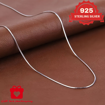 925 Sterling Silver 1mm Snake Chain Necklace Unisex – Handmade Round Snake Chain Lengths 16–24 Inch, Gift Box Included, Perfect for Daily Wear, Mother’s Day & Gifts for Him or Her