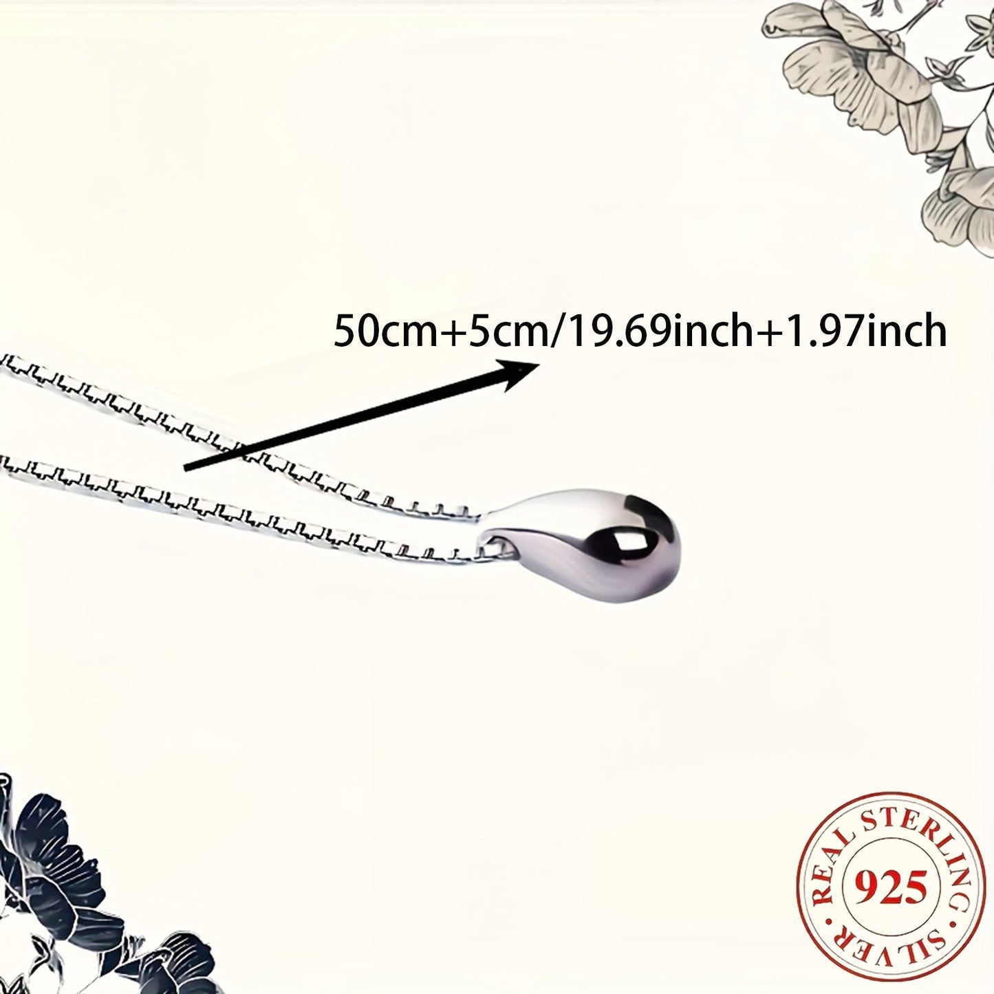 925 Sterling Silver Teardrop Necklace for Women – Elegant Dainty Pendant Necklace, Minimalist Fine Jewelry for Daily Wear & Party, Perfect Gift for Christmas, Valentine's Day, Birthday & Anniversary