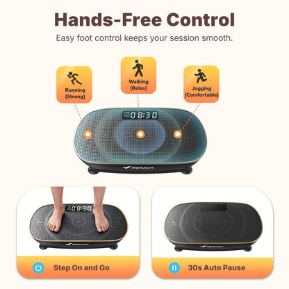 MERACH CV30 Pro Vibration Plate Exercise Machine Auto-Sensing Full Body Workout Platform with Bluetooth Speaker, Resistance Bands, 10 Speed Levels, LED Display, 330-440 lbs Capacity – Home Gym Fitness