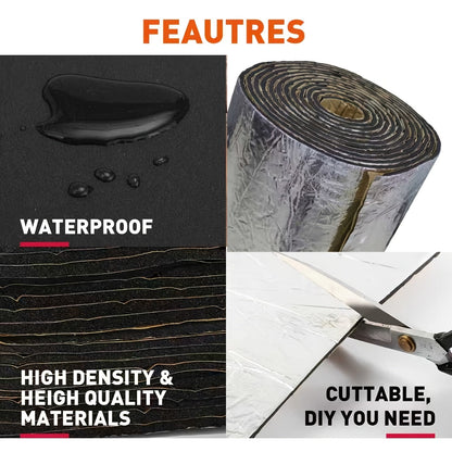 Car Sound Deadening Material 60"x40" 275Mil (7mm) – Butyl Rubber Heat & Sound Deadener Mat with Strong Adhesive for Car Doors Hood Trunk Floor Firewall, Universal Fit