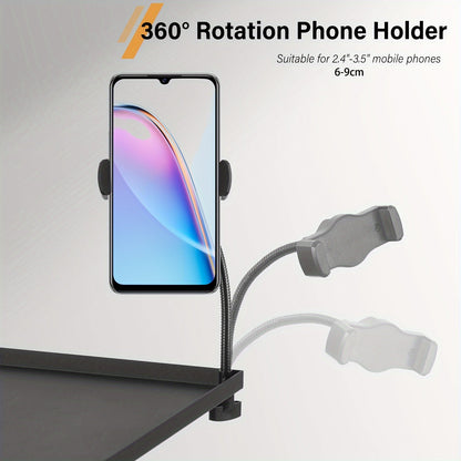 Projector & Laptop Tripod Stand – Height Adjustable with Gooseneck Phone Holder, 180° Tilt Tray, 22 lb Capacity, Portable Floor Stand for Office Home Stage Studio & DJ