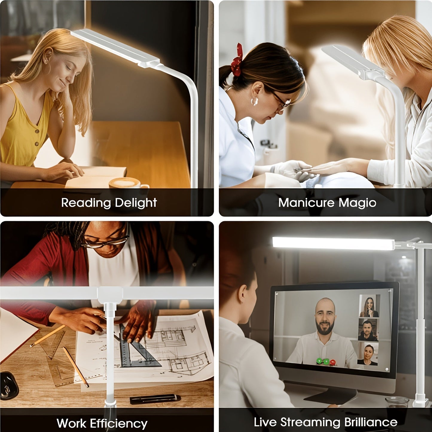 Metal Touch Control LED Desk Lamp – 360° Adjustable Gooseneck Foldable Double Head Anti-Glare USB Powered Eye-Caring Reading Light for Office, Study, Gaming & Home, Monitor Screen Lamp