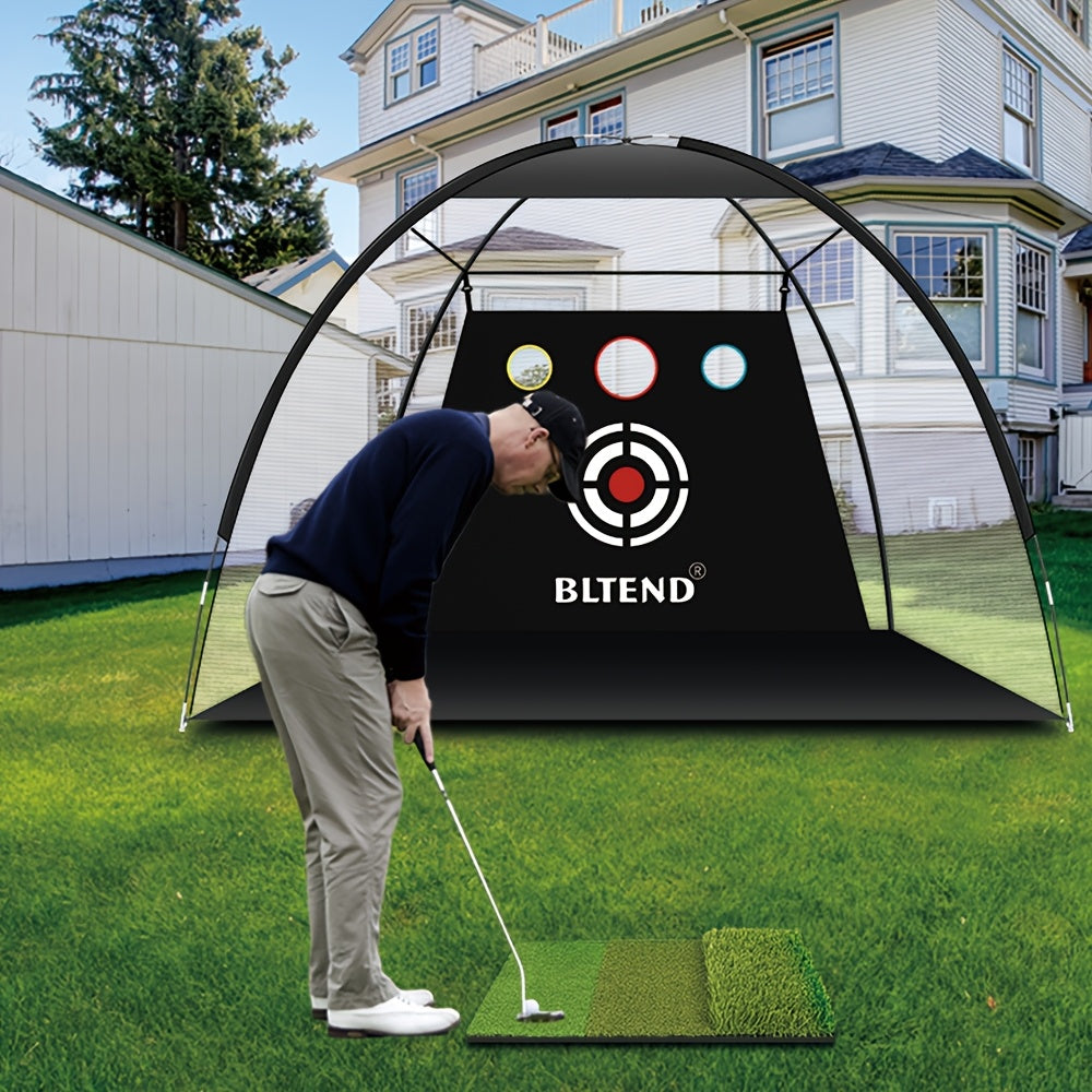 10x7ft Golf Practice Net & Mat Set with Balls, Tees & Carry Bag – Heavy Duty Golf Hitting Net for Backyard, Basement & Indoor Outdoor Use, Golf Training Equipment Gift for Men & Women