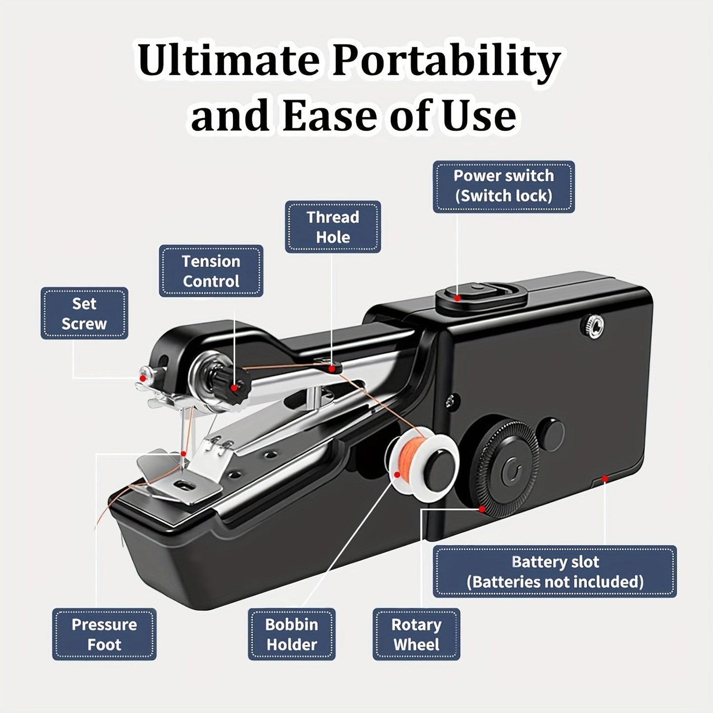 Handheld Mini Sewing Machine 36-Piece Set Cordless Portable Electric Sewing Kit for Beginners Adults Home Travel Clothes Repair Purple Black White Pink