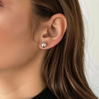 S925 Sterling Silver Stud Earrings 10mm Minimalist Simple Design Hypoallergenic Daily Wear Ear Piercing Jewelry for Women Girls Gift