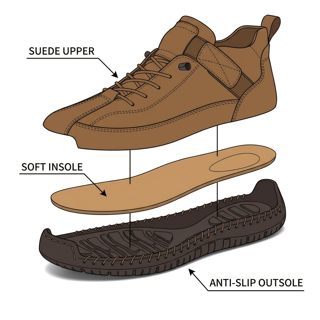 Men's Slip-On Ankle Boots Lightweight Mid-Top Loafers Cushioned Sole Non-Slip for Walking Driving Casual Office Semi-Formal Spring Fall EU 34.5-48