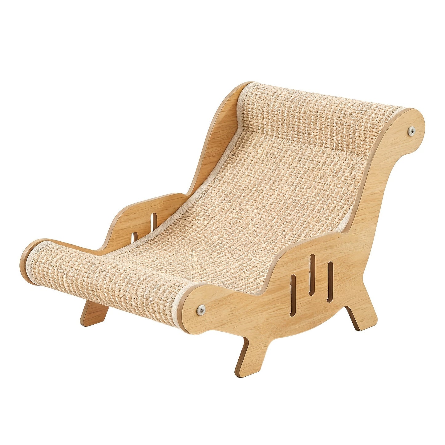 Elevated Cat Lounger Chair with Sisal Scratching Pad – Cat Hammock Bed, Beach Chair Style Indoor Nap Lounge Furniture for Cats, Cozy Elevated Cat Bed