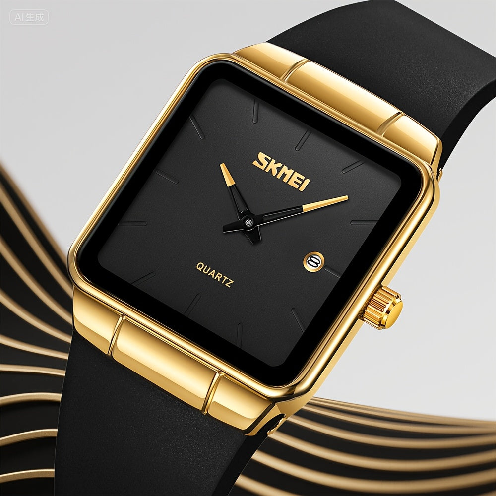 SKMEI Women's Square Quartz Watch Slim Minimalist Elegant Alloy Case Ladies Fashion Wristwatch Daily Wear Gift for Her Gold Black Rose Gold