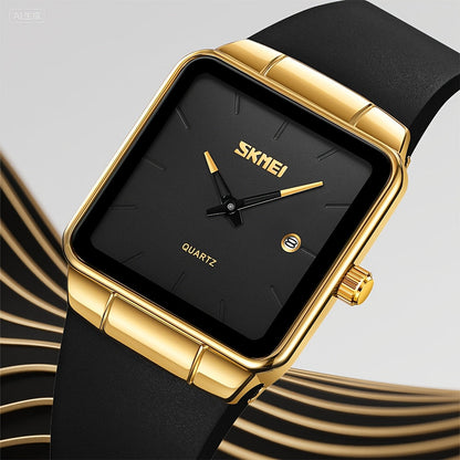 SKMEI Women's Square Quartz Watch Slim Minimalist Elegant Alloy Case Ladies Fashion Wristwatch Daily Wear Gift for Her Gold Black Rose Gold