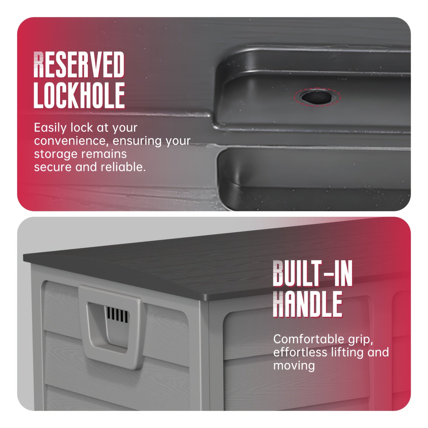 75 Gallon Resin Outdoor Storage Box with Handles Deck Box for Pool Accessories Garden Tools Camping Gear