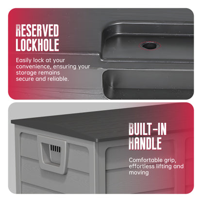 75 Gallon Resin Outdoor Storage Box with Handles Deck Box for Pool Accessories Garden Tools Camping Gear